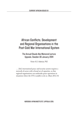 African Conflicts, Development and Regional Organisations in the Post-Cold War International System