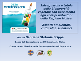 Salvaguardia E Tutela Della Biodiversità Vegetale Con Riferimento Agli Ecotipi Autoctoni Della Regione Molise. Aspetti Ambientali, Culturali E Scientifici