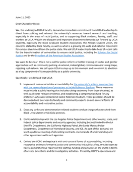 DIVEST/INVEST UCLA Faculty Collective Letter