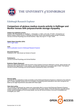 Comparison of Gluteus Medius Muscle Activity in Haflinger and Noriker Horses with Polysaccharide Storage Myopathy', Journal of Animal Physiology and Animal Nutrition