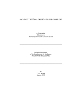 Sacrificio Y Retórica En José Antonio Ramos Sucre