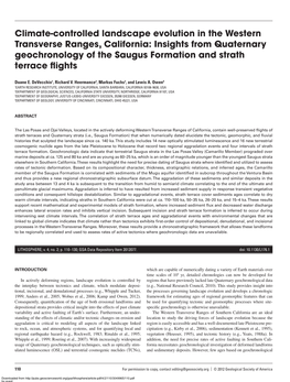 Climate-Controlled Landscape Evolution in the Western Transverse