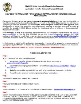 How Does the Application for Controlled Repatriation for Displaced Belizeans Abroad Work?