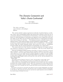 The Donatio Constantini and Valla's Oratio Confronted