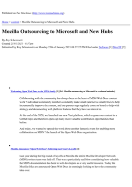 Mozilla Outsourcing to Microsoft and New Hubs