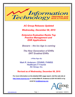 AC Group Releases Updated Wednesday, December 08, 2010