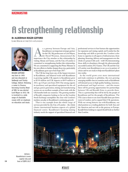 A Strengthening Relationship by Alderman Roger Gifford Lord Mayor of the City of London