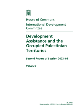 Development Assistance and the Occupied Palestinian Territories