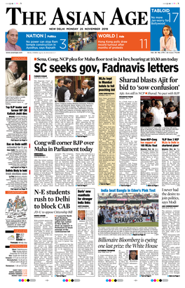 SC Seeks Gov, Fadnavis Letters PARMOD KUMAR NEW DELHI, NOV