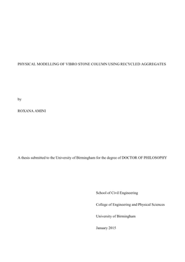 Physical Modelling of Vibro Stone Column Using Recycled Aggregates
