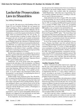 Lockerbie Prosecution Lies in Shambles