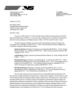 February 27, 2015 Mr. Robert Lauby Federal Railroad Administration 1200 New Jersey Avenue SE Washington DC, 20590 Dear Mr. Lauby