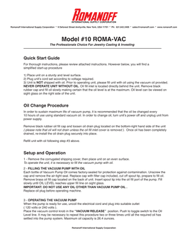 Model #10 ROMA-VAC the Professionals Choice for Jewelry Casting & Investing