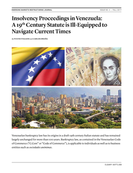 Insolvency Proceedings in Venezuela: a 19Th Century Statute Is Ill-Equipped to Navigate Current Times