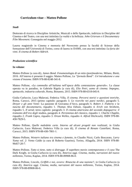 Curriculum Vitae – Matteo Pollone