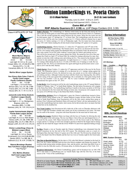 Clinton Lumberkings Vs. Peoria Chiefs