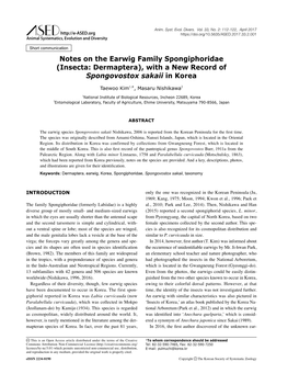 Insecta: Dermaptera), with a New Record of Spongovostox Sakaii in Korea