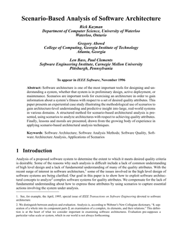 Scenario-Based Analysis of Software Architecture