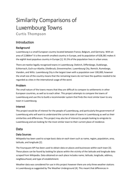 Similarity Comparisons of Luxembourg Towns Curtis Thompson