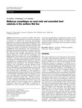 Molluscan Assemblages on Coral Reefs and Associated Hard Substrata in the Northern Red Sea