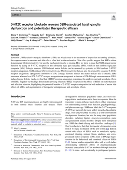 5-HT2C Receptor Blockade Reverses SSRI-Associated Basal Ganglia Dysfunction and Potentiates Therapeutic Efﬁcacy