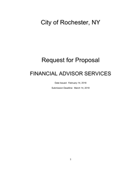 City of Rochester, NY Request for Proposal