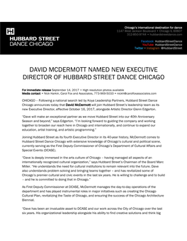 Hubbard Street Announces Executive Director, David Mcdermott