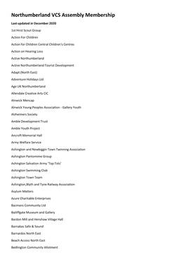 Northumberland VCS Assembly Membership