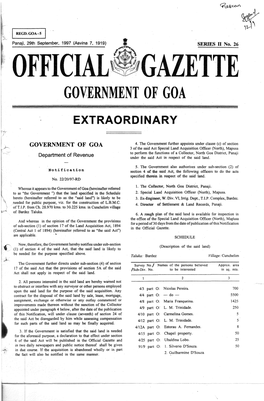 OFFICIAL~Ggazette GOVE;RNMENT of GOA