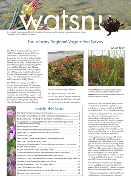 The Albany Regional Vegetation Survey Inside This Issue