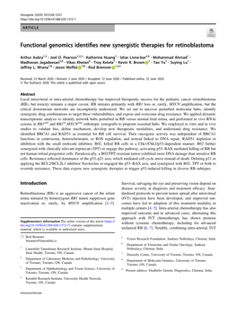 Functional Genomics Identifies New Synergistic Therapies For