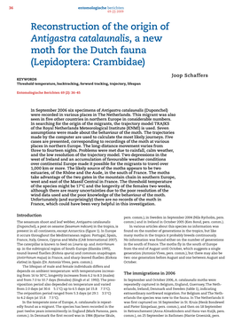 Reconstruction of the Origin of Antigastra Catalaunalis, a New Moth for the Dutch Fauna (Lepidoptera: Crambidae)