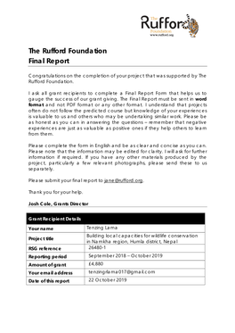 The Rufford Foundation Final Report