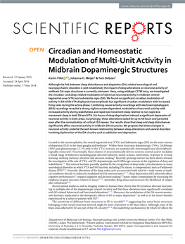 Circadian and Homeostatic Modulation of Multi-Unit Activity in Midbrain Dopaminergic Structures Received: 12 January 2018 Karim Fifel 1,2, Johanna H