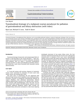 Transduodenal Drainage of a Malignant Ovarian Pseudocyst for Palliation of Gastroduodenal and Biliary Obstruction (With Video)