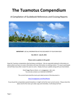 The Tuamotus Compendium