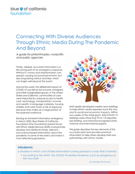 Connecting with Diverse Audiences Through Ethnic Media During the Pandemic and Beyond a Guide for Philanthropies, Nonprofits and Public Agencies