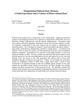 Manipulating Political Stock Markets (Working Paper)