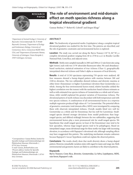 The Role of Environment and Mid-Domain Effect on Moth Species