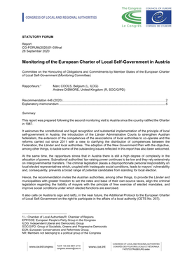 Monitoring of the European Charter of Local Self-Government in Austria