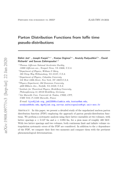 Parton Distribution Functions from Ioffe Time Pseudo-Distributions