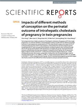 Impacts of Different Methods of Conception on the Perinatal Outcome of Intrahepatic Cholestasis of Pregnancy in Twin Pregnancies