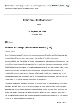 British House Building Industry 05 September 2019 Volume 664