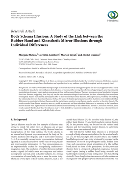 Body Schema Illusions: a Study of the Link Between the Rubber Hand and Kinesthetic Mirror Illusions Through Individual Differences