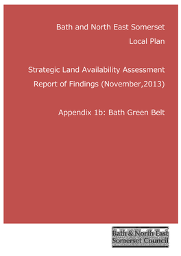 Bath Green Belt Site Assessments