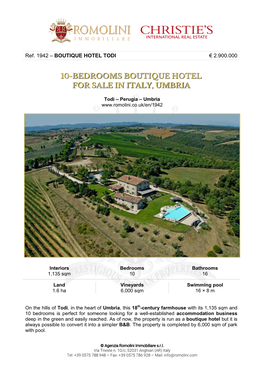 Boutique Hotel Todi € 2.900.000