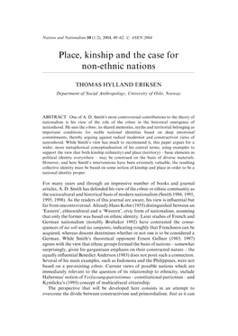 Place, Kinship and the Case for Non-Ethnic Nations