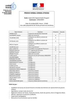 Proces Verbal Conseil D'ecole