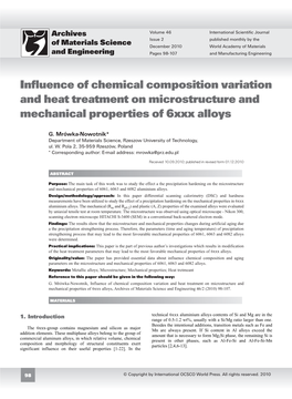 Influence of Chemical Composition Variation and Heat Treatment on Microstructure and Mechanical Properties of 6Xxx Alloys