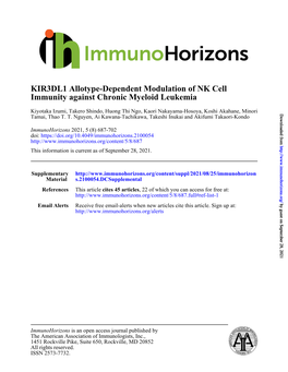 Immunity Against Chronic Myeloid Leukemia KIR3DL1 Allotype